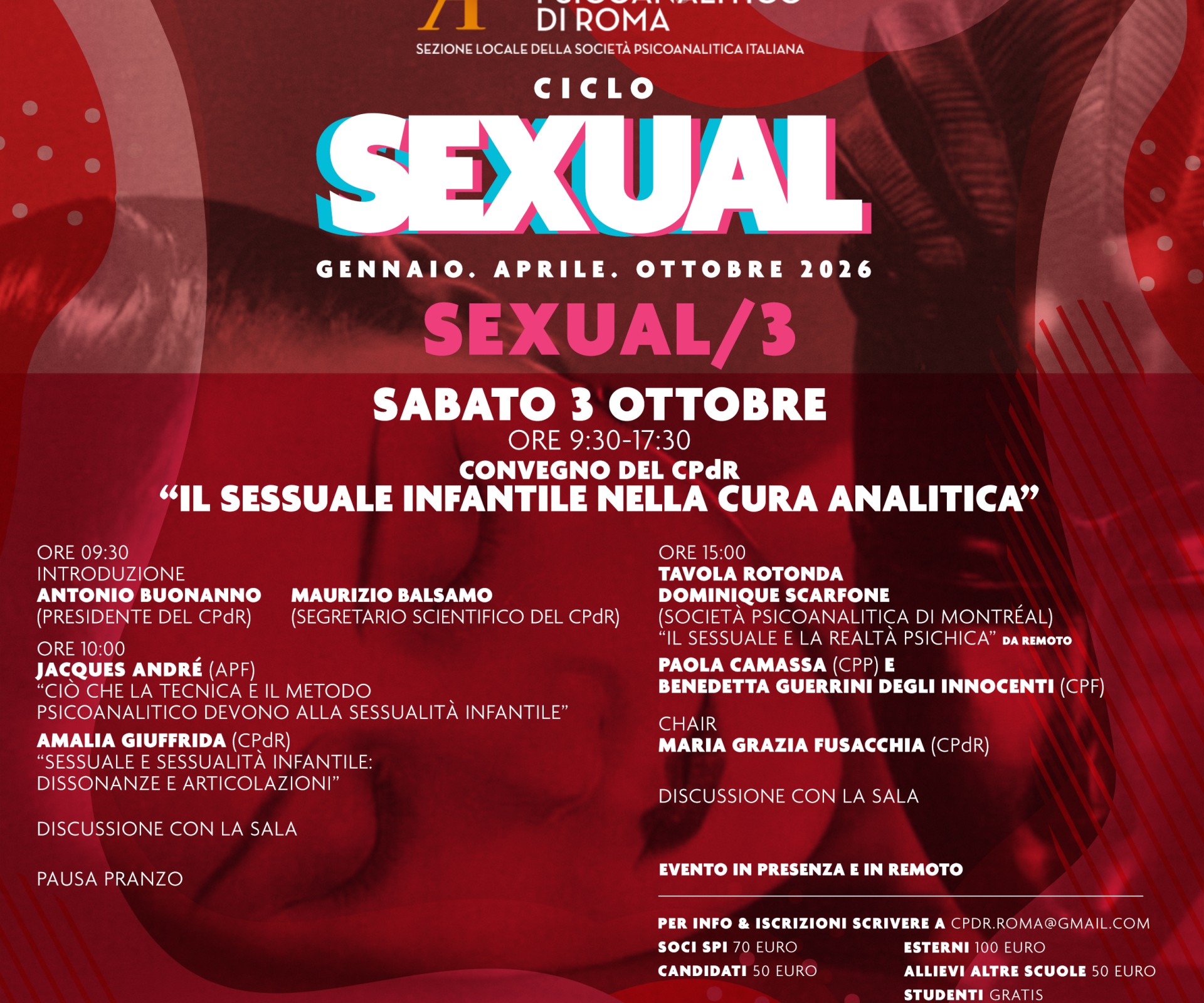 Ciclo "SEXUAL" - TERZO INCONTRO - CONVEGNO 3 OTTOBRE 2026